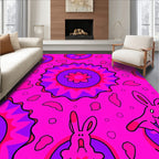 Whimsical Pink And Purple Rabbit Pattern Rug