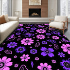 Whimsical Pink Purple Floral Butterfly Design Rug