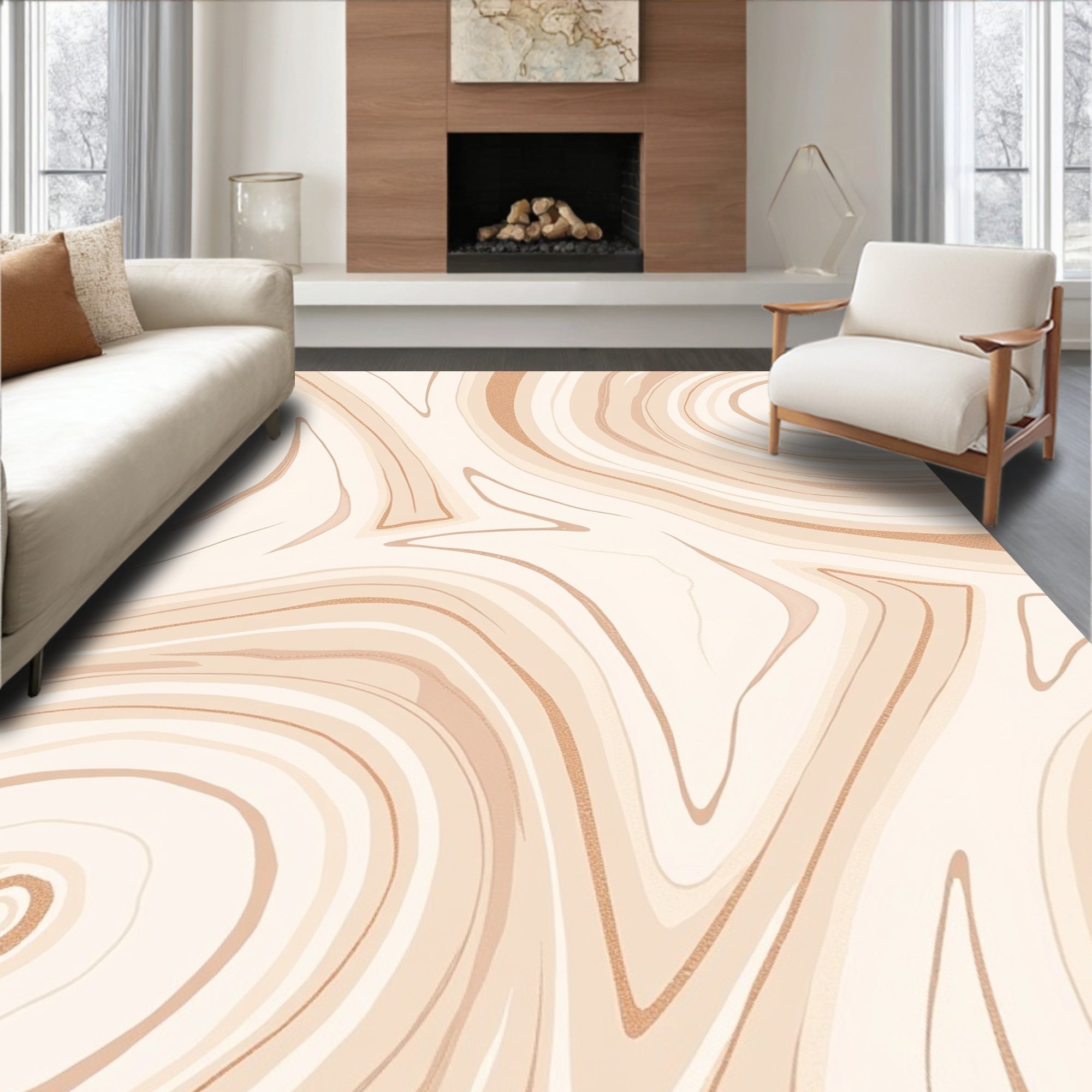 Swirling Abstract Earth Tones Rug