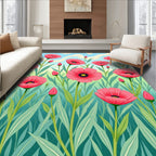 Pink Poppy Field Scenic Design Rug