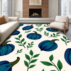 Dark Blue Squash Nature Pattern Rug