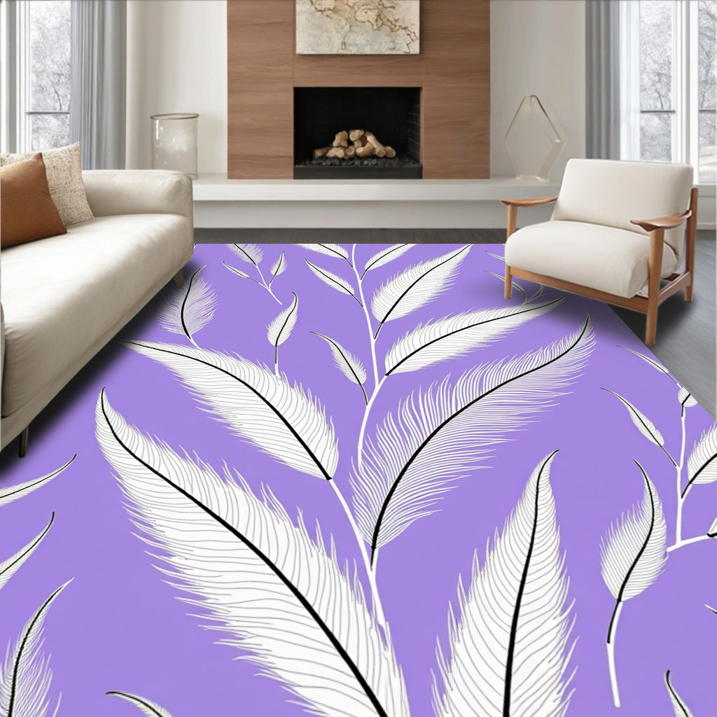 Light Feather Pattern Lilac Design Rug