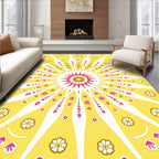 Radiant Sunburst Floral Pattern Rug