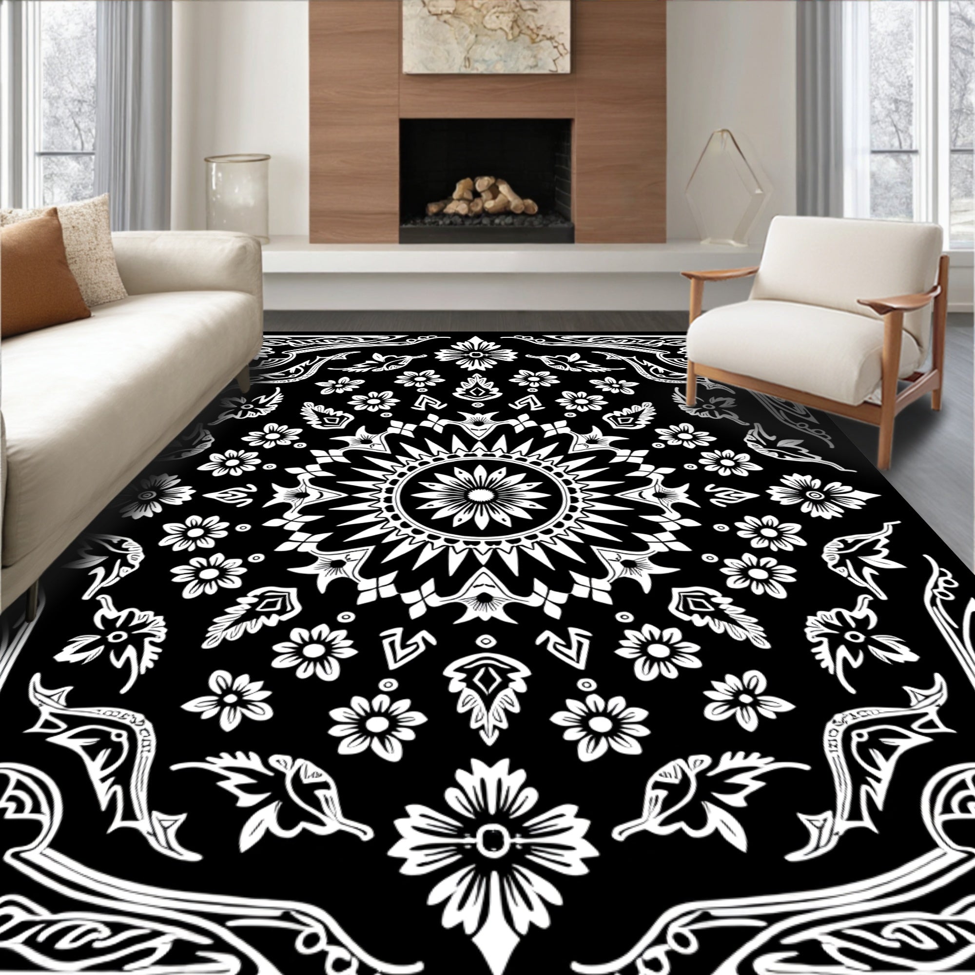 Classic Floral Sun Meditation Pattern Rug
