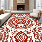 Intricate Red Floral Mandala Pattern Rug