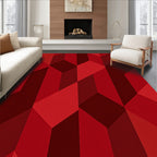 Bold Red Geometric Cubes Design Rug