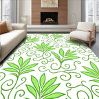 Green Leafy Swirls Pattern Rug