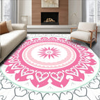 Pink Heart Mandala Floral Design Rug