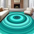 Artistic Teal Concentric Circles Design Rug