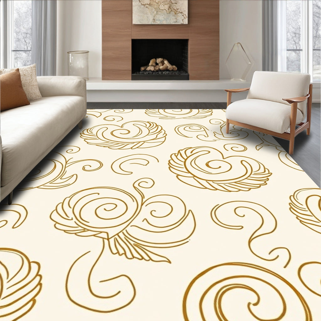 Elegant Tawny Swirls Pattern Rug