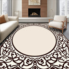 Ornate Black Floral Scrollwork Design Rug