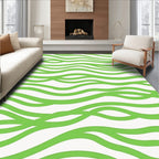 Vibrant Green Abstract Wave Design Rug