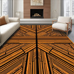 Striking Orange Black Linear Design Rug