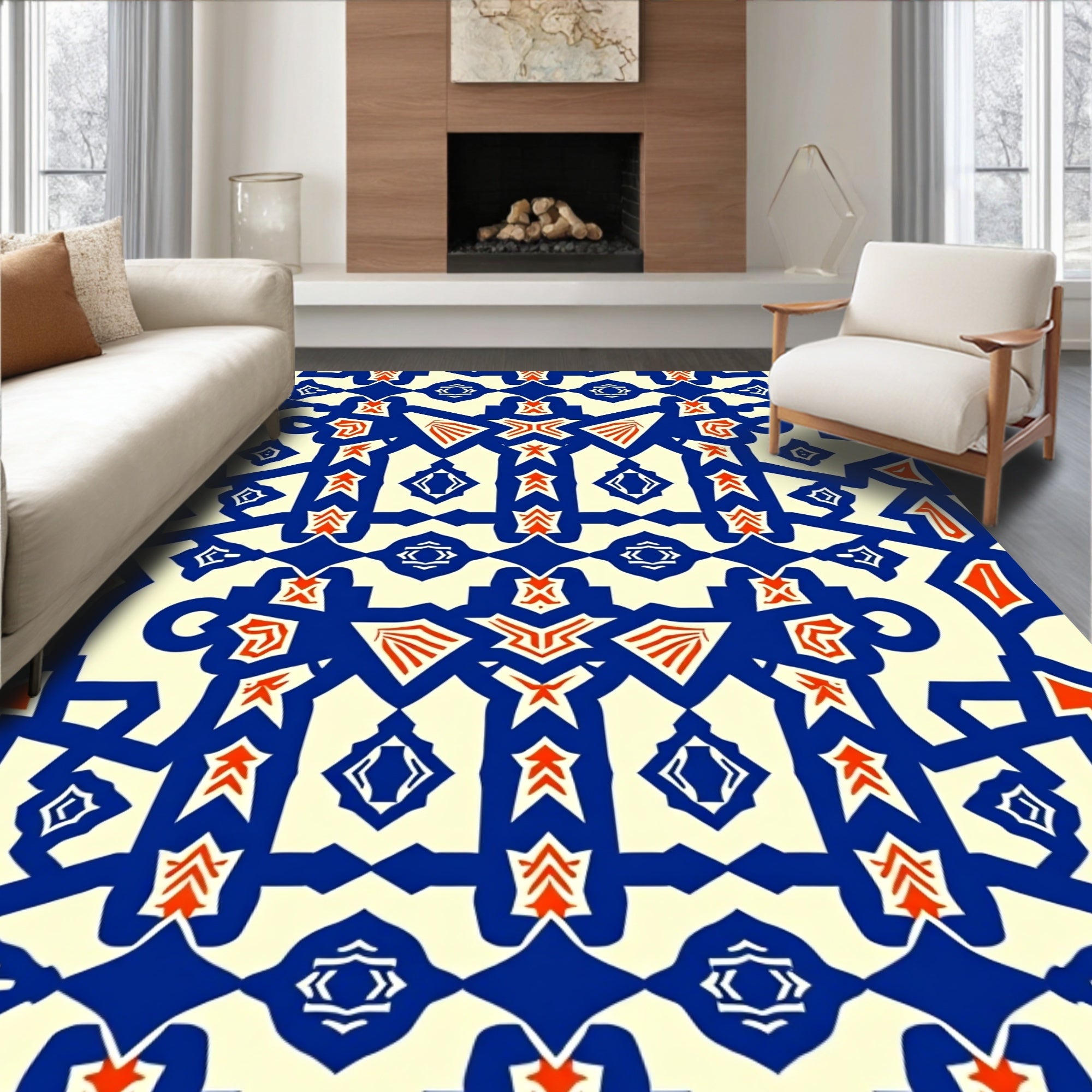 Bold Geometric Tribal Pattern Rug