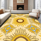 Yellow Sunflower Geometric Pattern Rug