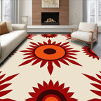 Retro Sunburst Floral Geometric Rug