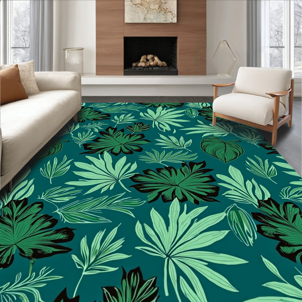 Tropical Leaf Pattern Rug