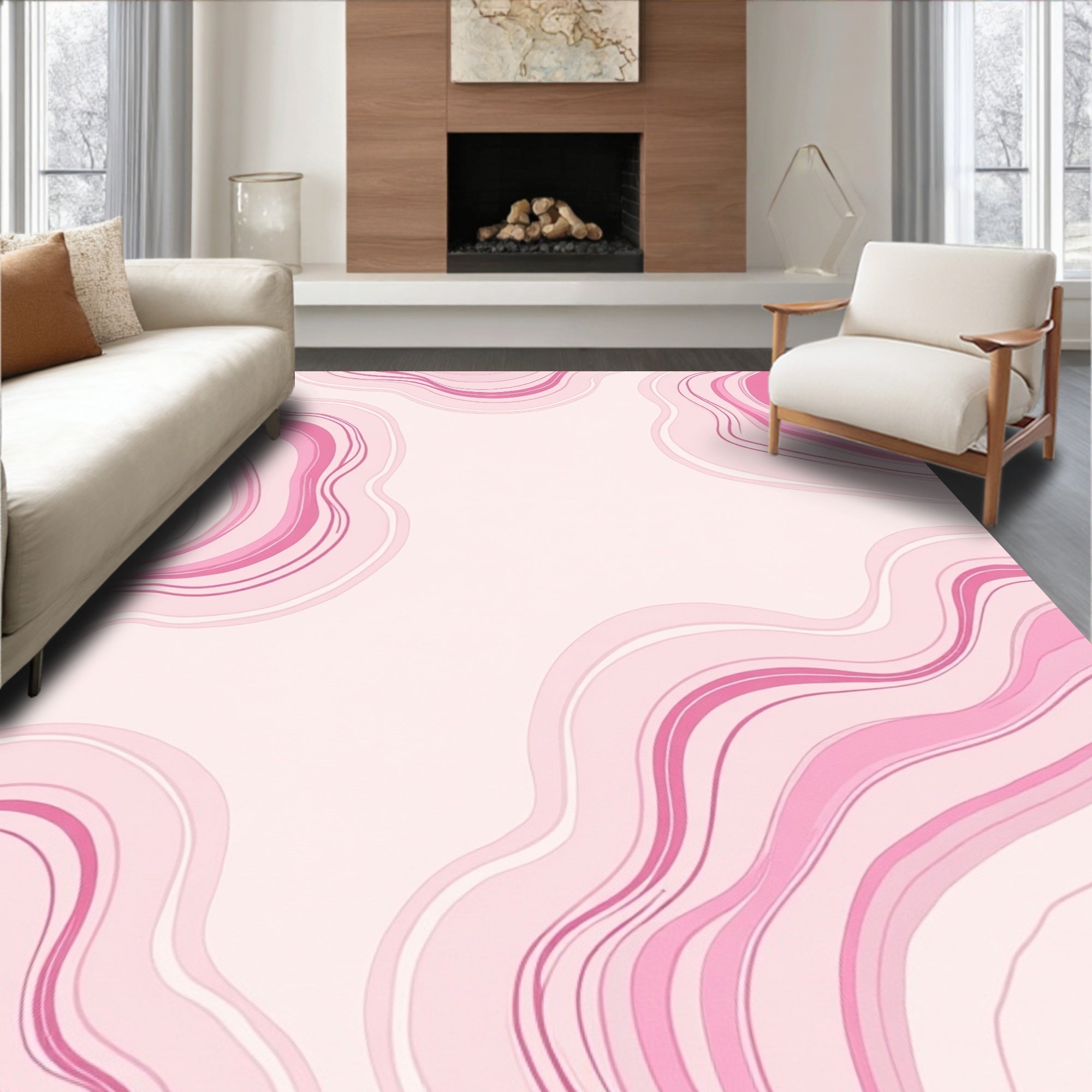 Pink Agate Swirl Pattern Rug
