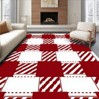 Classic Red Gingham Checkered Design Rug