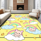 Cute Cat Rainbow Cloud Star Pattern Rug