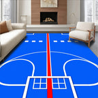 Bold Blue Red Geometric Court Design Rug