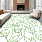 Green Swirl Floral Vine Pattern Rug