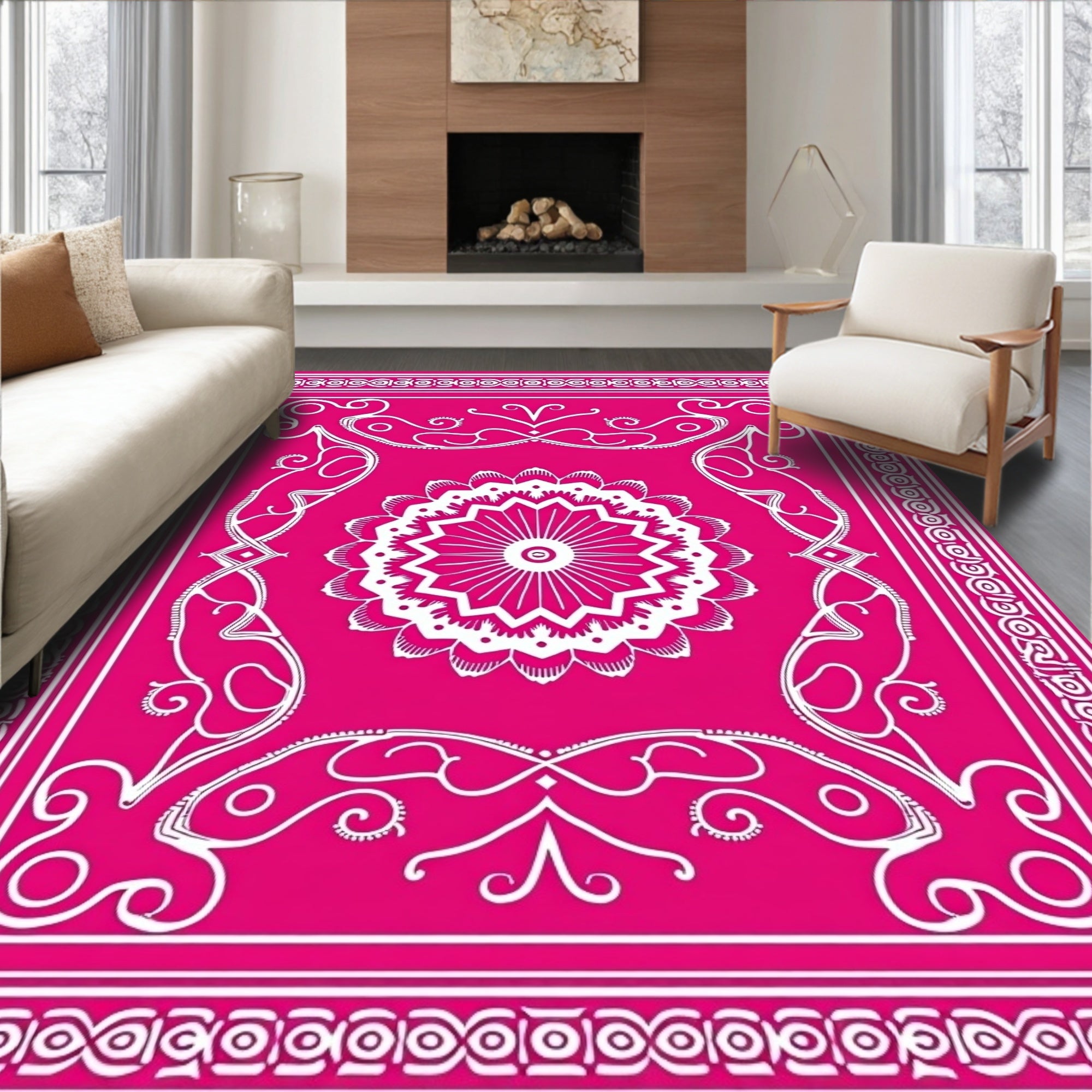 Ornate Mandala Floral Style Design Rug
