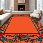 Ornate Floral Vine Border Rug