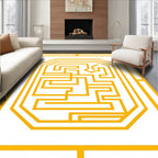 Golden Maze Patterned Geometric Design Rug
