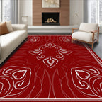 Folk Heart Leaf Mandala Design Rug
