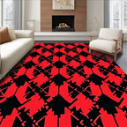 Bold Red Black Houndstooth Pattern Rug