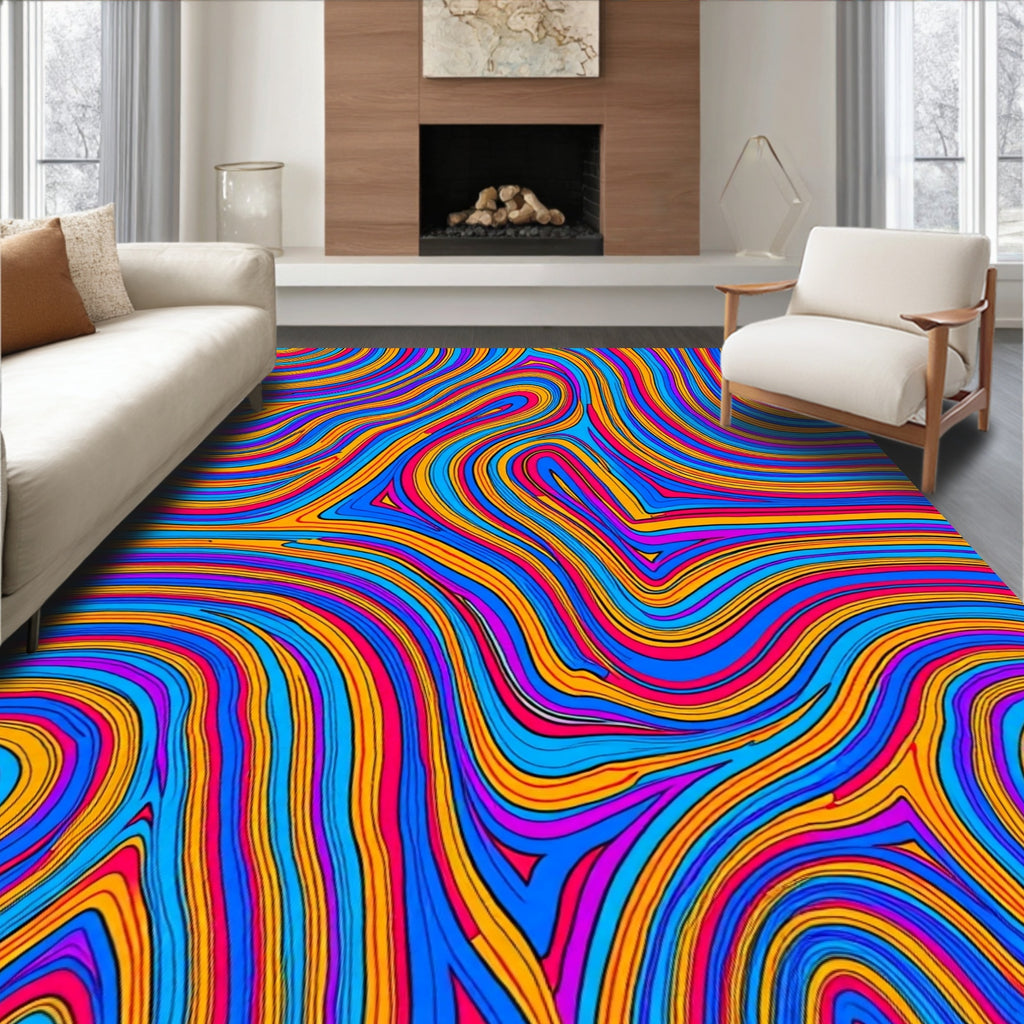 Vibrant Swirls Flowing Pattern Rug