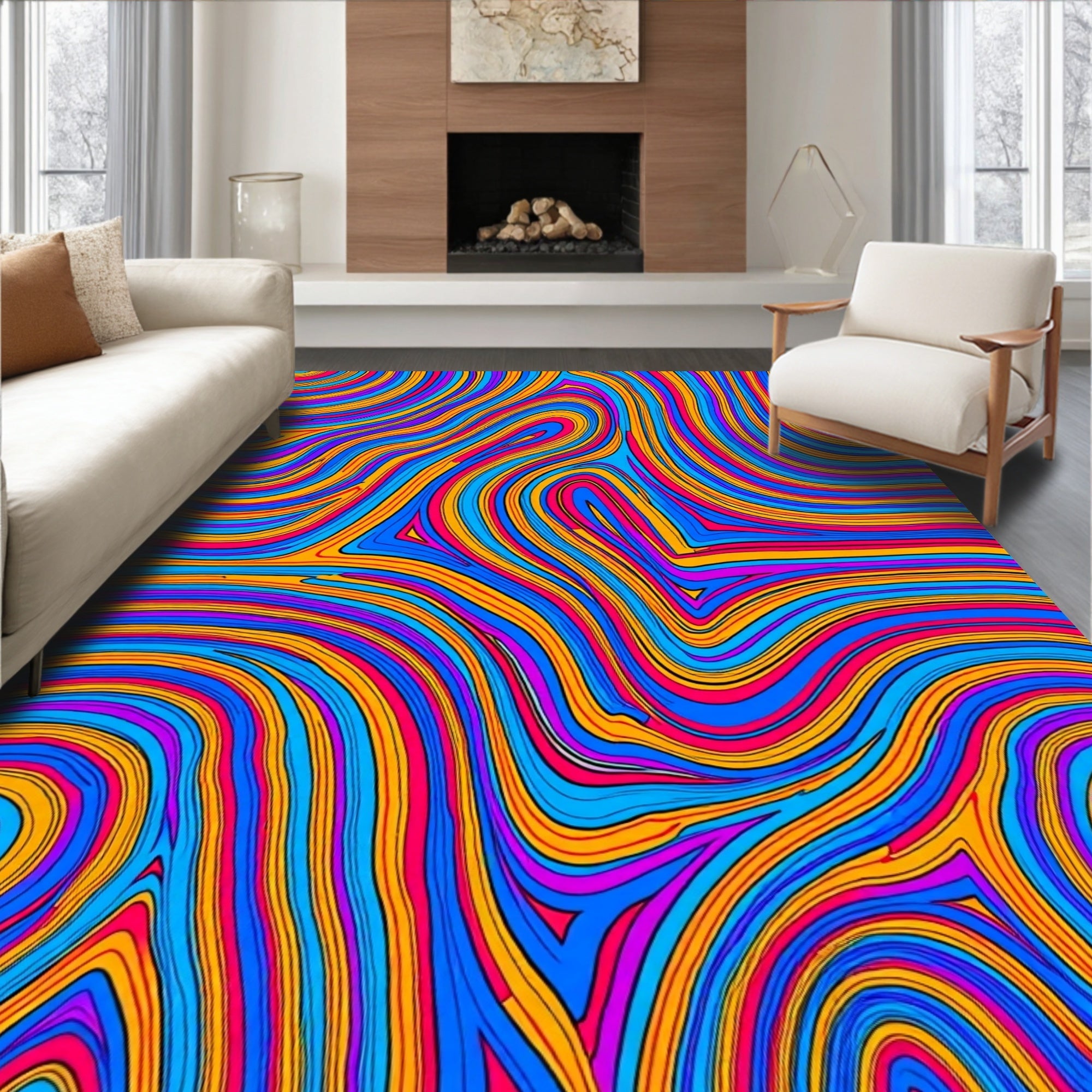 Vibrant Swirls Flowing Pattern Rug
