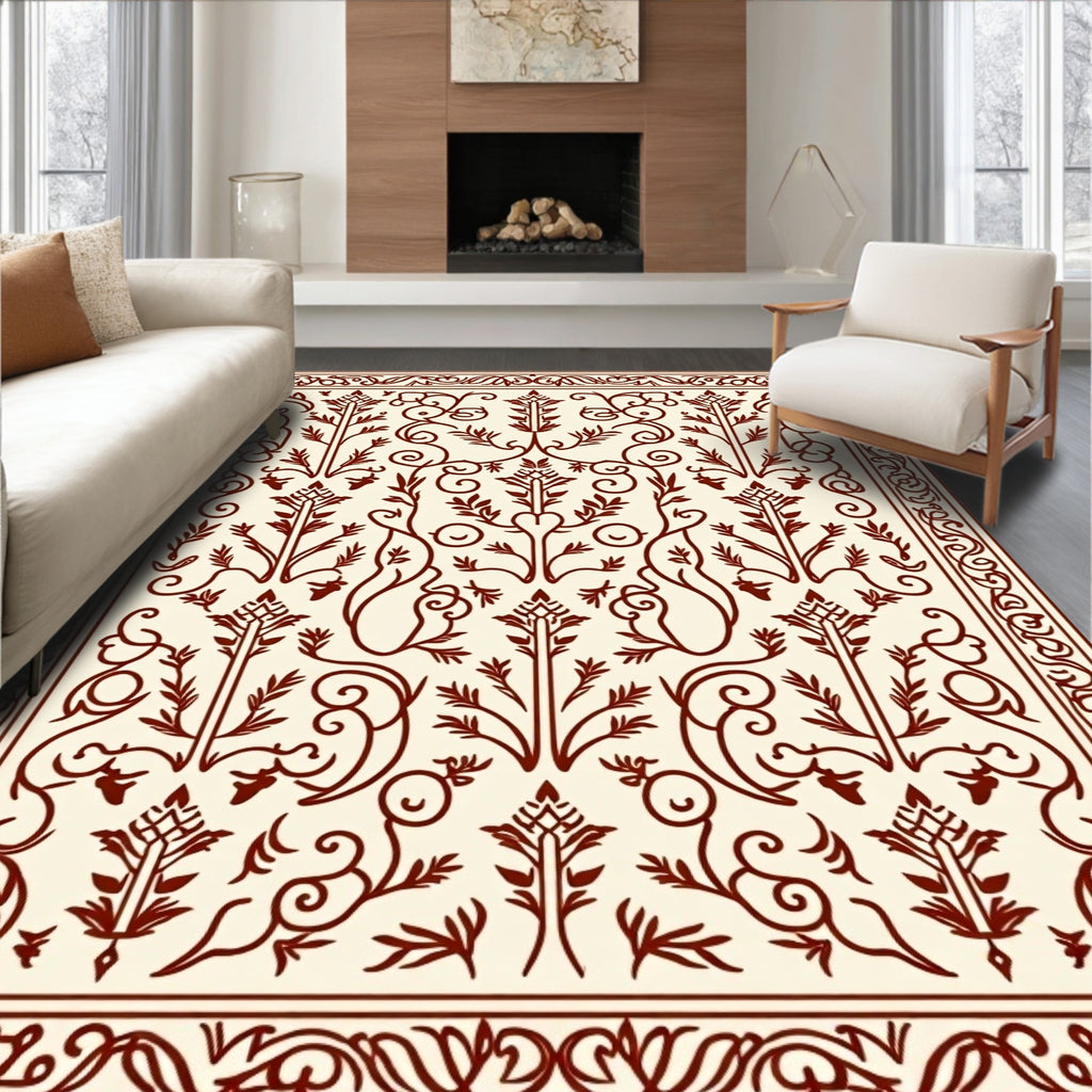 Ornate Floral Scroll Work Medallion Rug