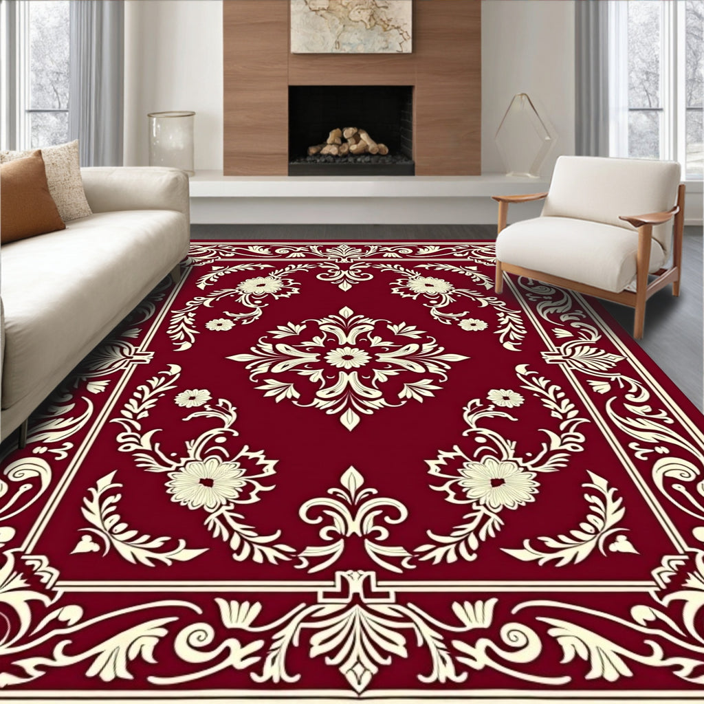 Classic Floral Ivory Inset Design Rug