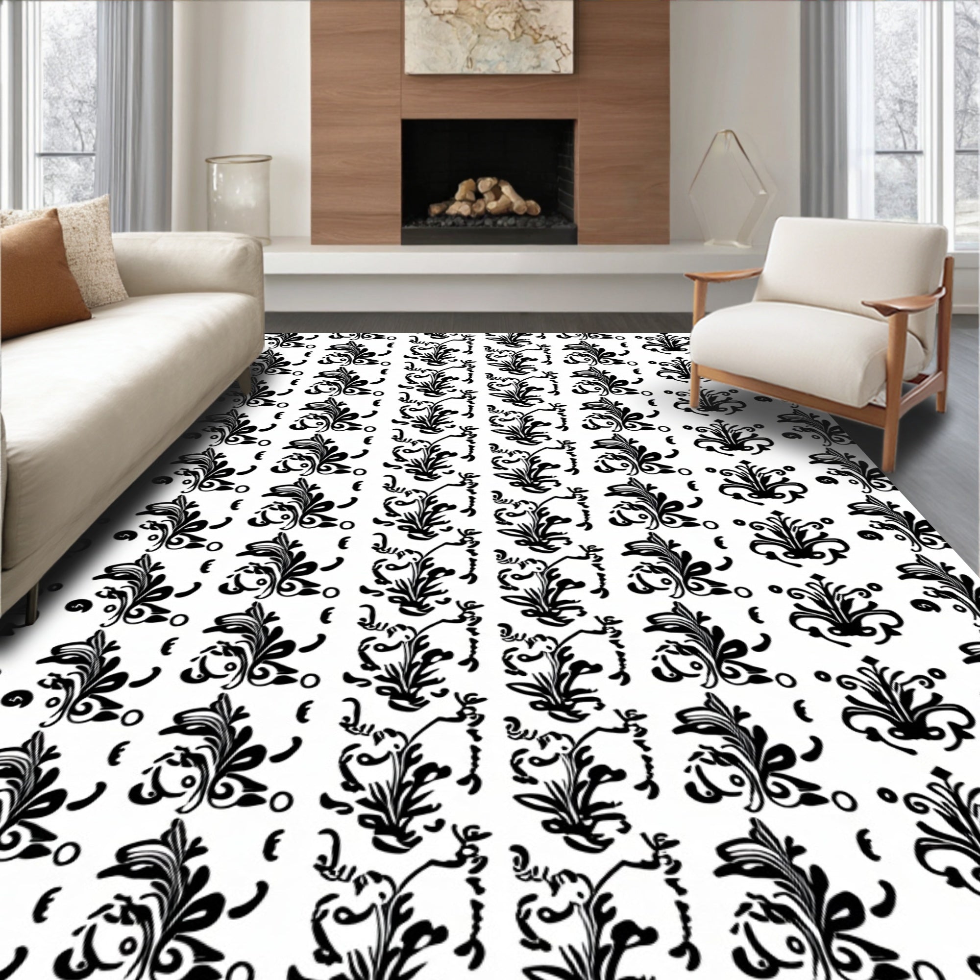 Vintage Floral Flourish Pattern Rug