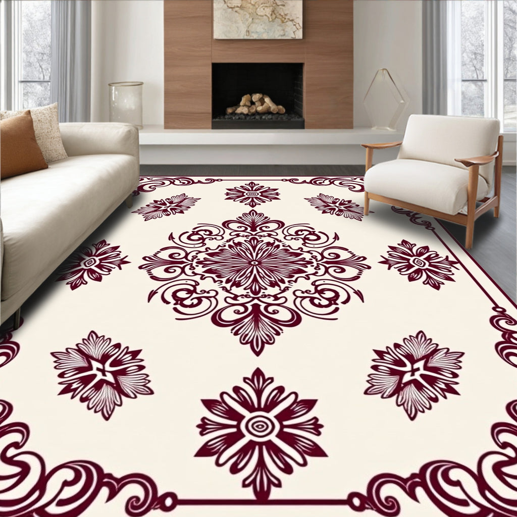 Elegant Floral Scrollwork Design Rug