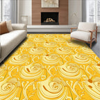 Golden Swirls Floral Art Nouveau Pattern Rug