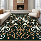 Mystical Moth With Mushroom Flourish Pattern Rug