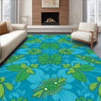 Vibrant Green Floral Water Pattern Rug