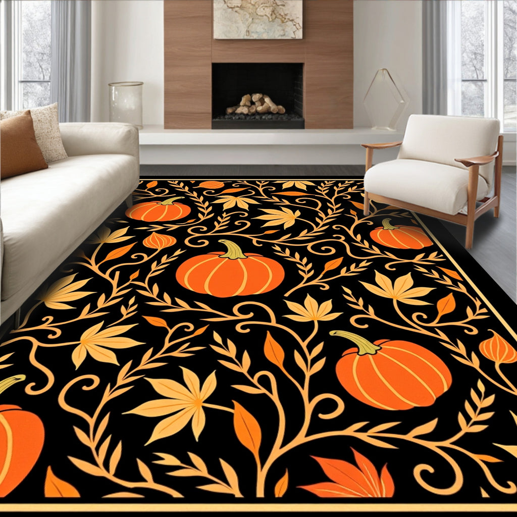 Pumpkin Vine Floral Pattern Rug