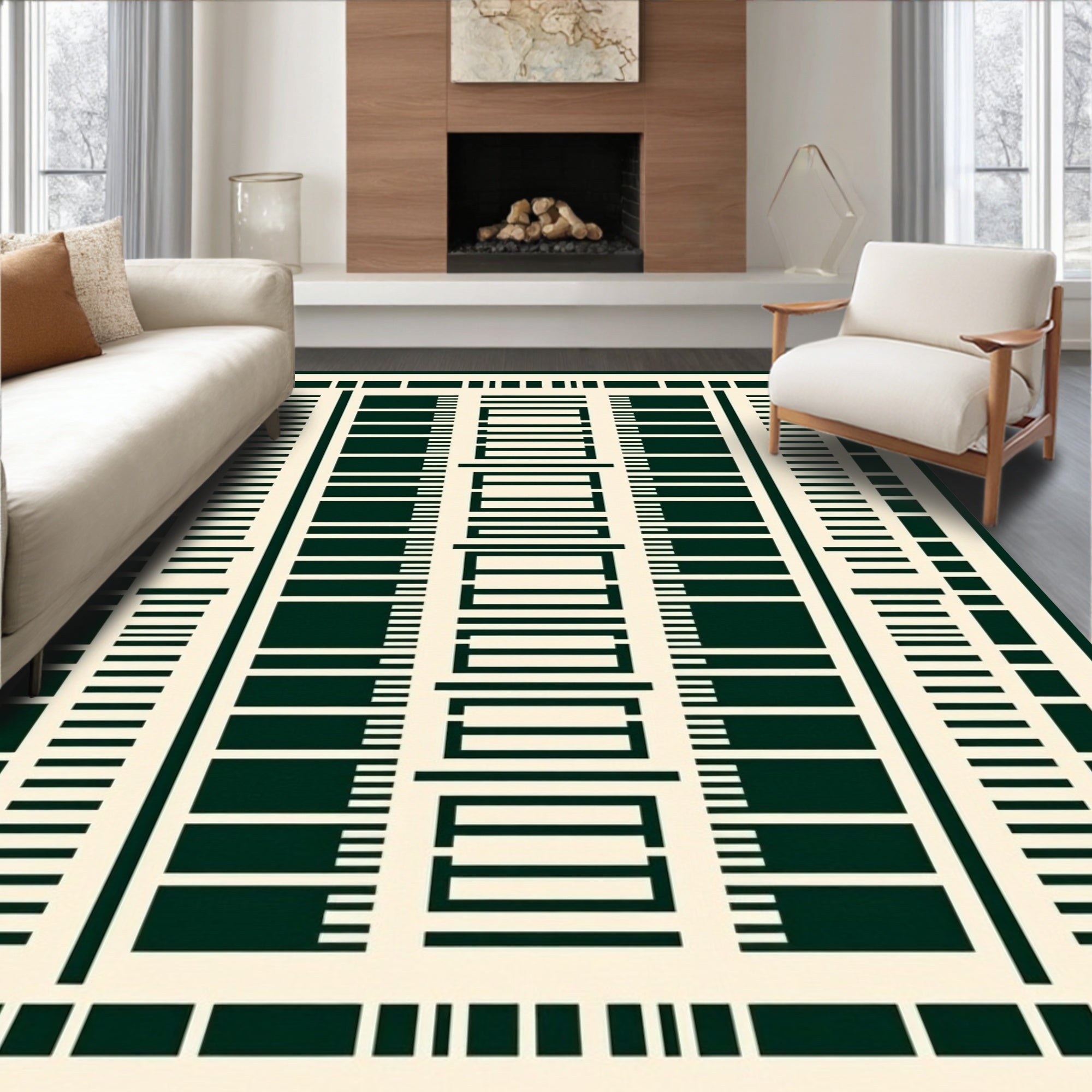 Graphic Geometric Blocks Pattern Rug