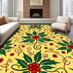 Festive Holly Swirl Pattern Rug