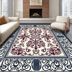 Intricate Scrollwork Floral Damask Rug