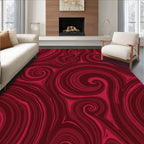 Deep Red Swirl Pattern Rug