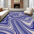 Abstract Blue Gray Flowing Lines Rug