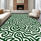 Green Swirl Maze Abstract Design Rug