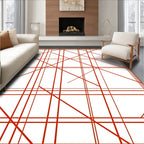 Red Geometric Line Art Pattern Rug