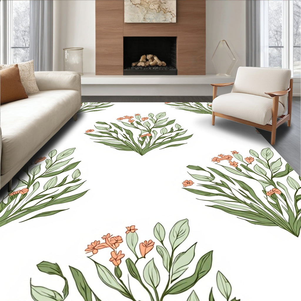 Floral Leafy Sprigs Design Rug