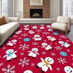 Festive Snowman Snowflake Pattern Design Rug